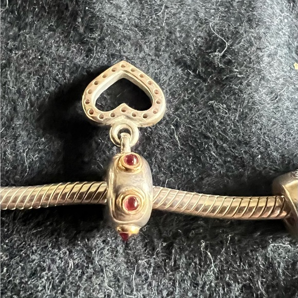 RARE Pandora Sterling Silver & 14K Gold Be My Valentine Dangle - Picture 3 of 5
